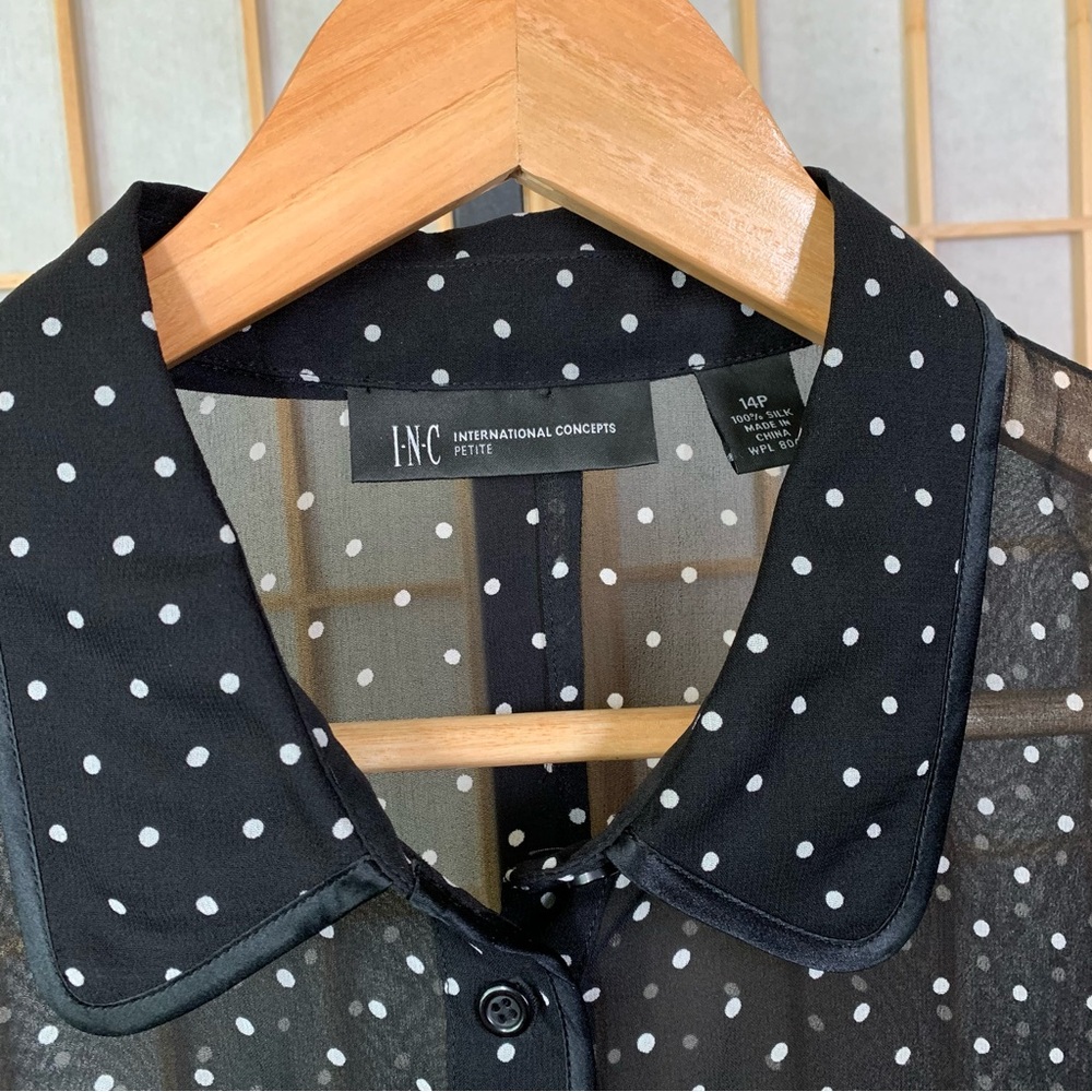 INC International Concepts Sheer Silk Blouse - Picture 3 of 5